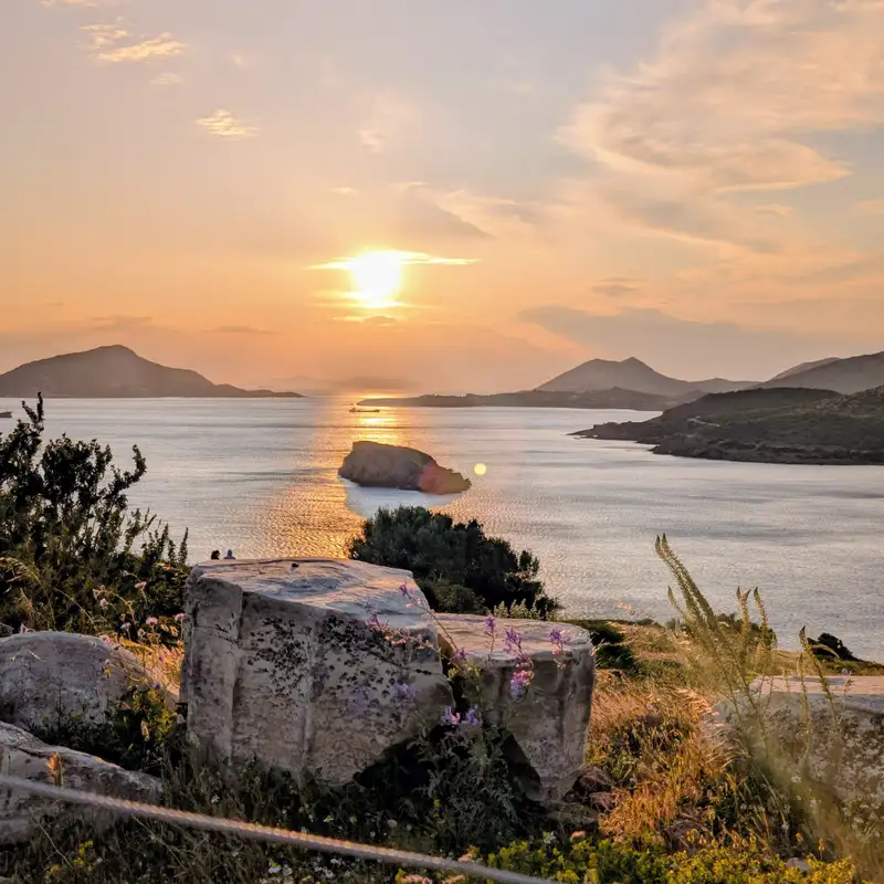 Sunset over the Aegean from Cape Sounion