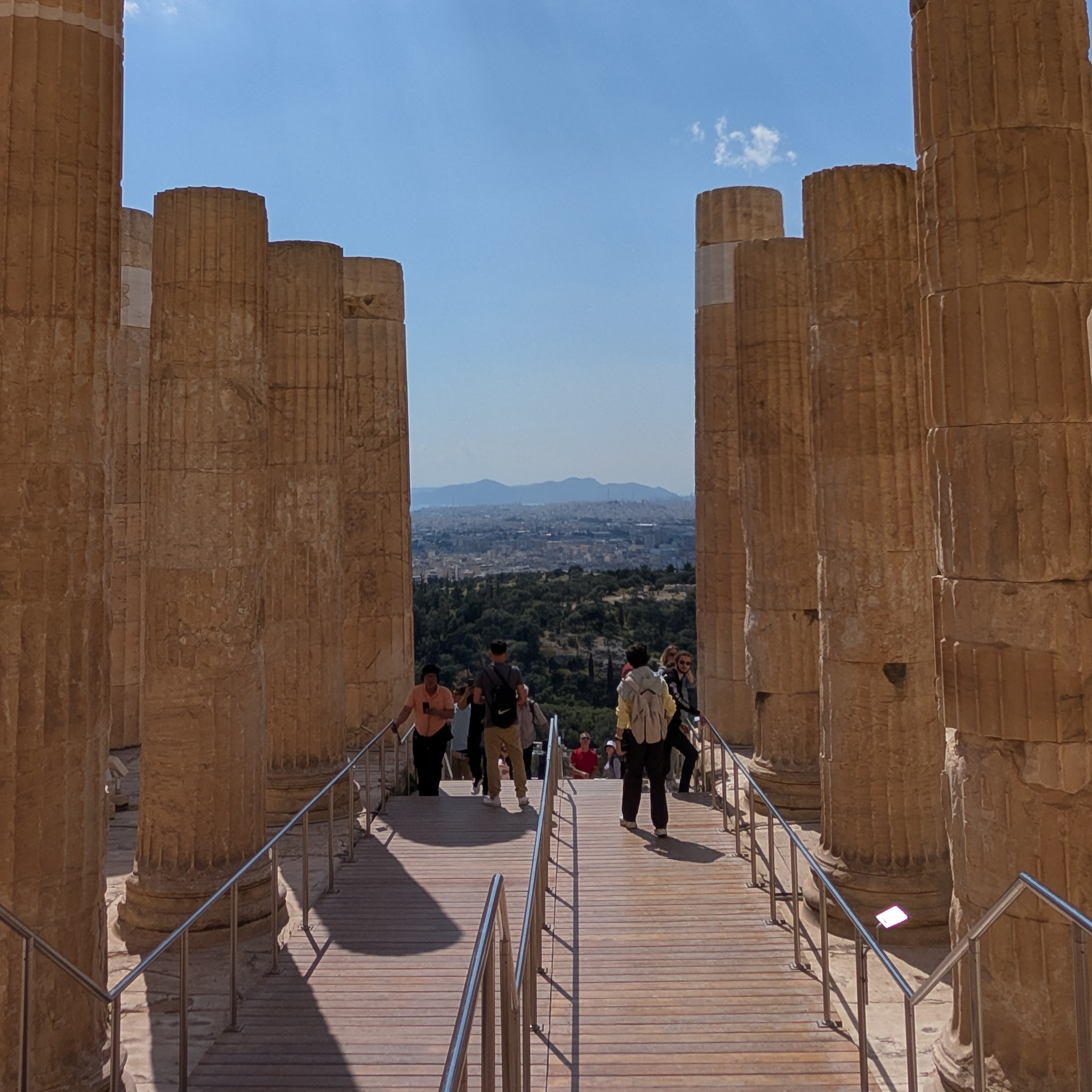 Walking through the Propylaea columns