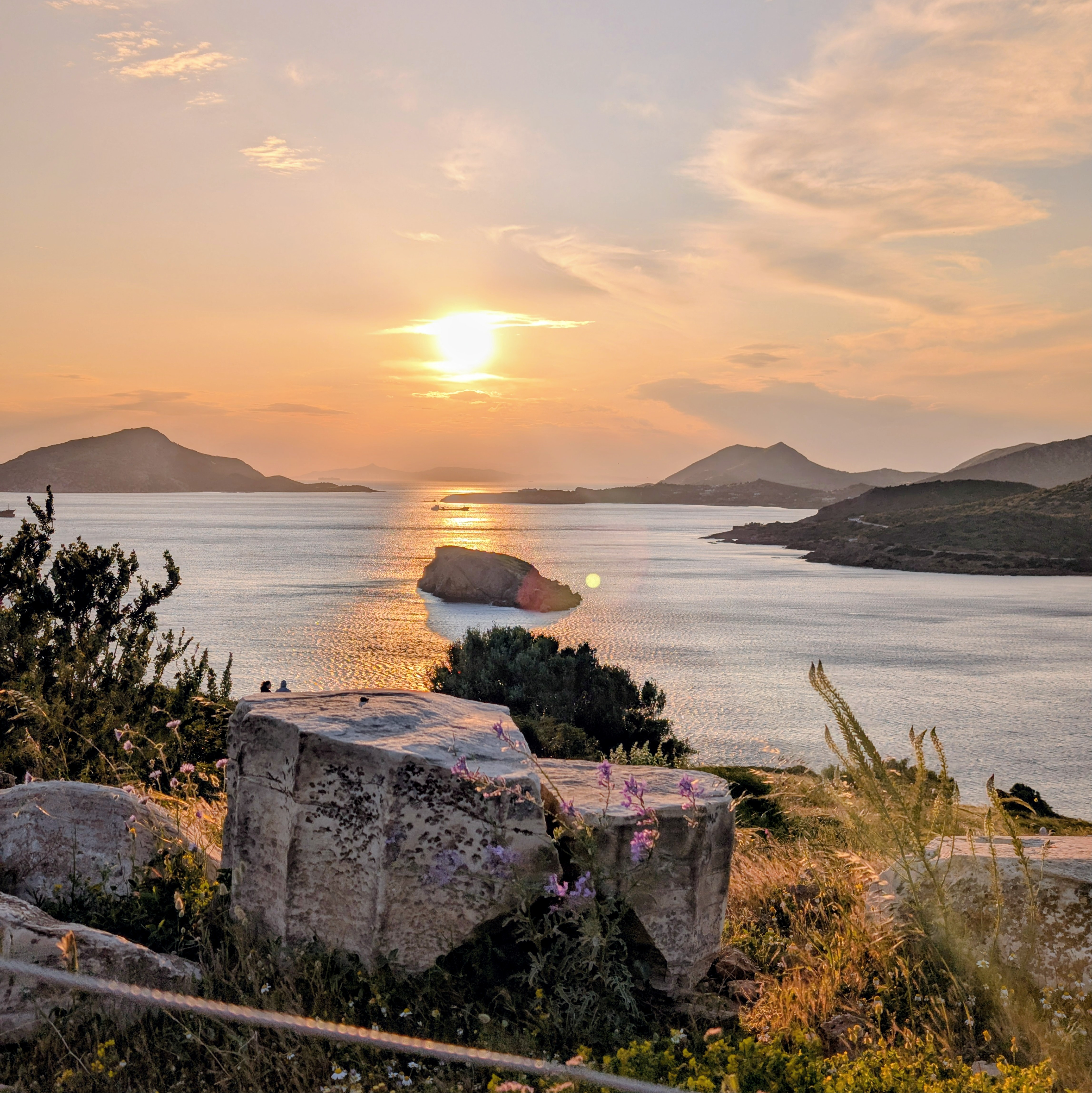 Sunset over the Aegean from Cape Sounion